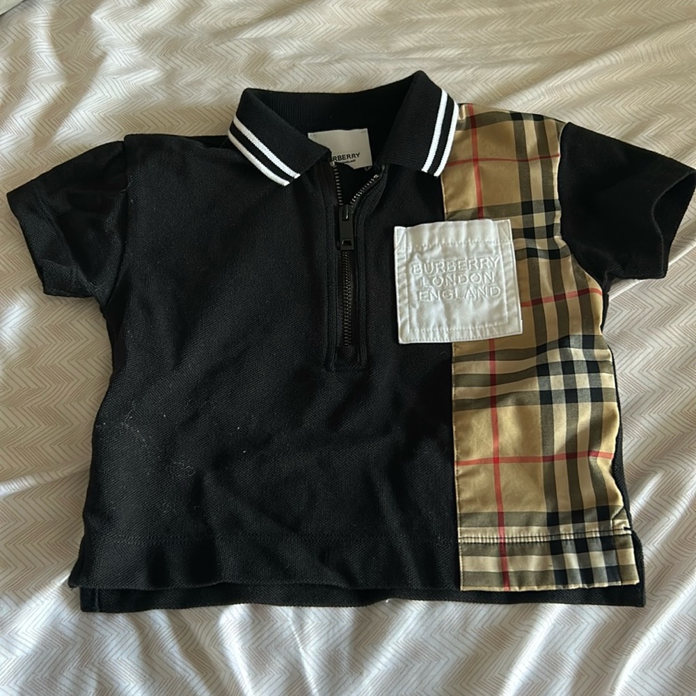 Burberry Black and Tan Kids Polo Shirt